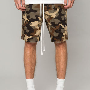 Camo Twill Drop Crotch Shorts